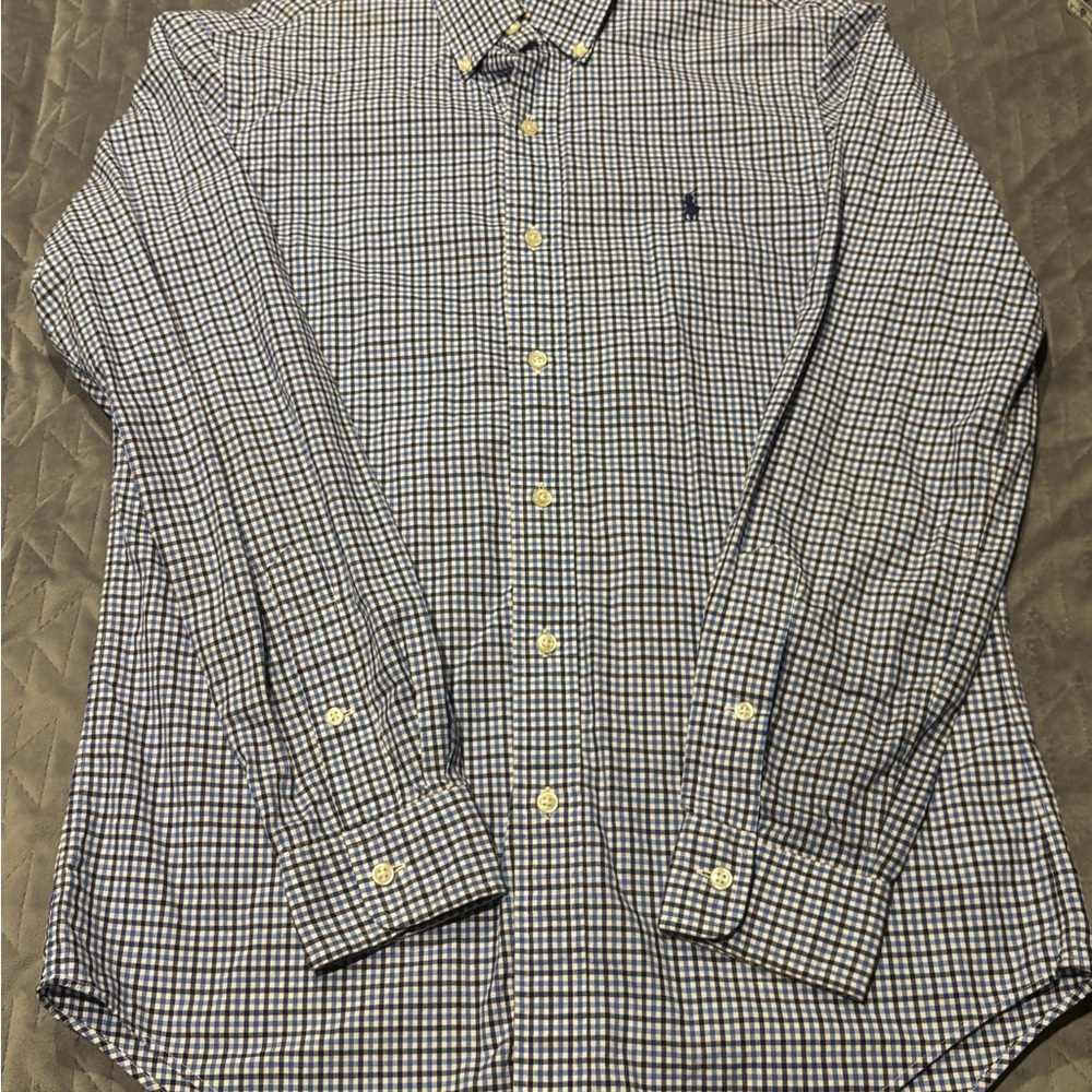 Ralph Lauren Navy, White & Blue Checkered Button-Down Shirt